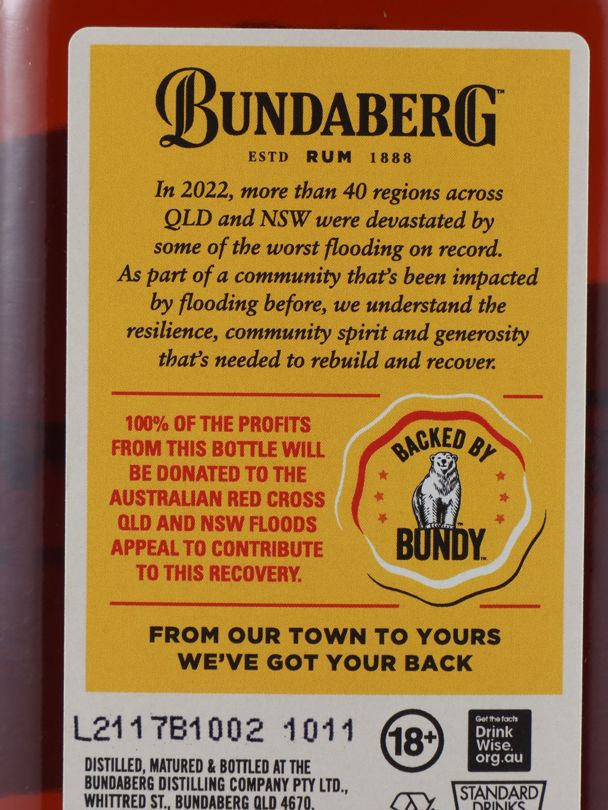 BUNDABERG From Our Town To Yours Newcastle Flood Recovery Rum 37% ABV NV