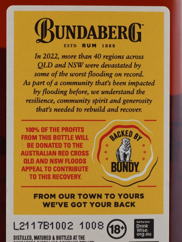 BUNDABERG From Our Town To Yours Port Macquarie Flood Recovery Rum 37% ABV NV