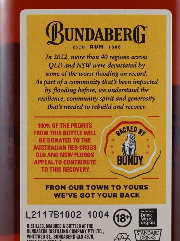 BUNDABERG From Our Town To Yours Shoalhaven Flood Recovery Rum 37% ABV NV
