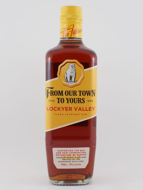 BUNDABERG From Our Town To Yours Lockyer Valley Flood Recovery Rum 37% ABV NV