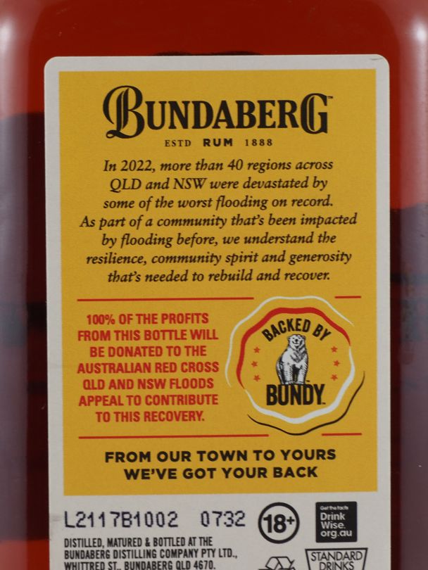 BUNDABERG From Our Town To Yours Southern Downs Flood Recovery Rum 37% ABV NV