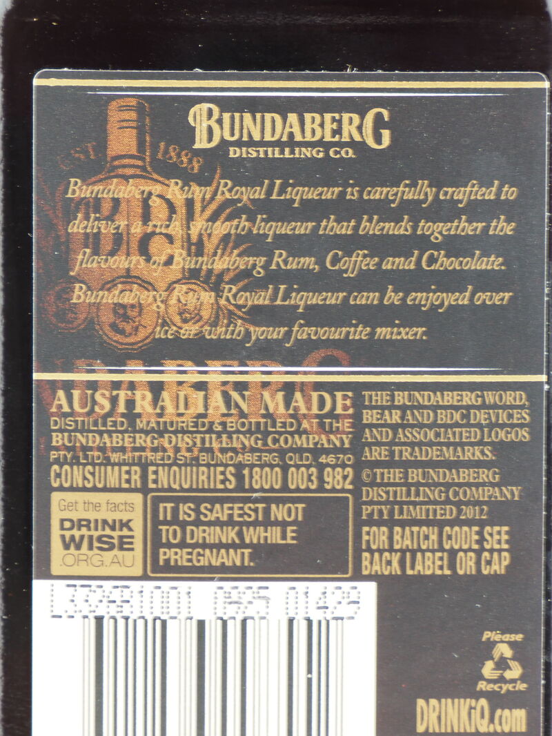 BUNDABERG Royal Liqueur Coffee Chocolate 20% ABV NV