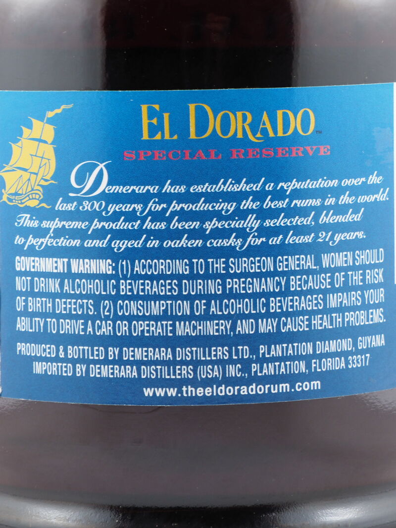 EL DORADO 21 Year Old Special Reserve Demerara Rum NV