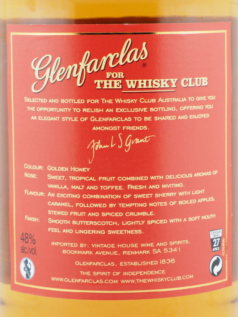 GLENFARCLAS 2005 Single Vintage Oloroso Sherry Cask Single Malt Whisky 48% ABV DS 2005