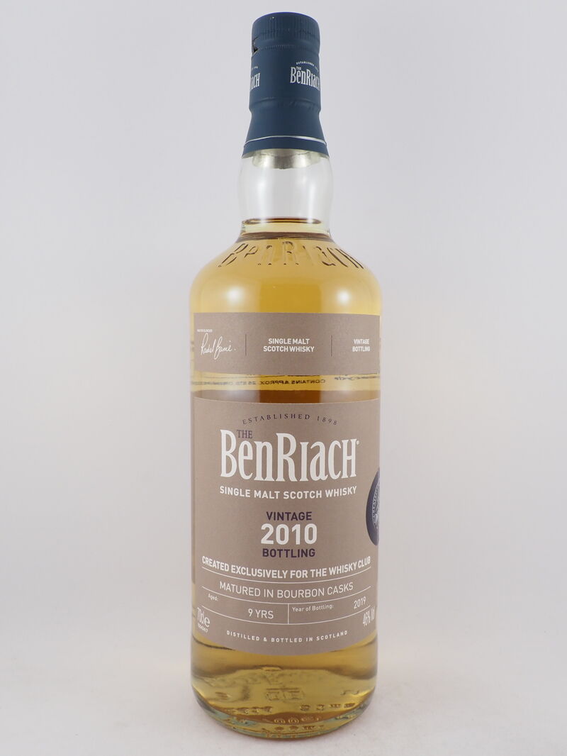 BENRIACH 2010 Vintage Bottling 9 Year Old Bourbon Cask Single Malt Whisky 46% ABV DS 2010