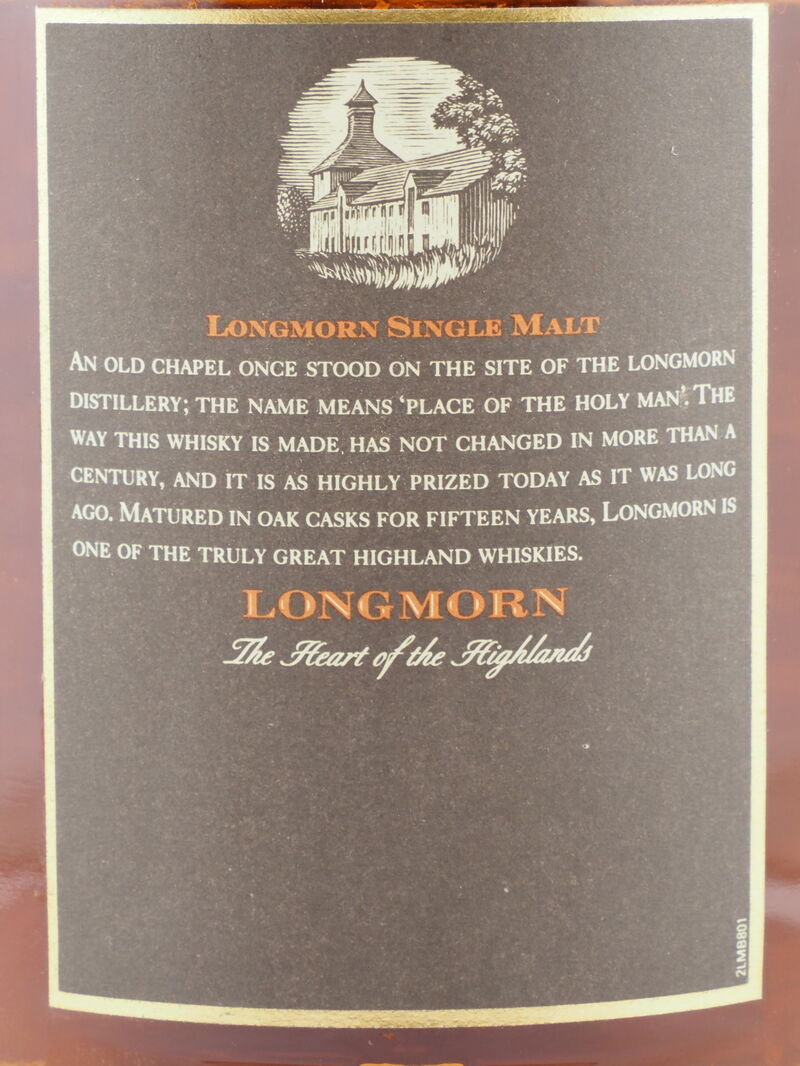 LONGMORN 15 Year Old Single Malt Whisky 45% ABV NV