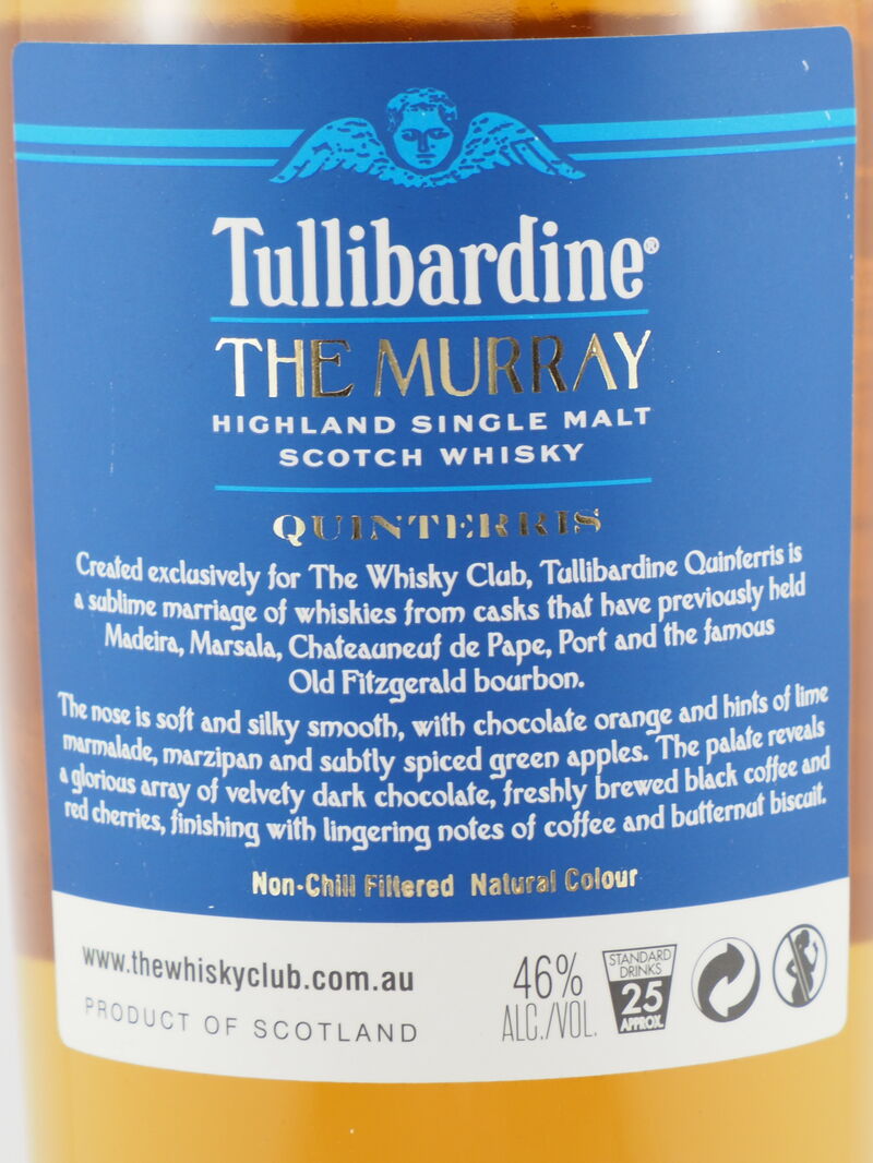 TULLIBARDINE The Murray Quinterris 11 Year Old Single Malt Whisky 46% ABV NV
