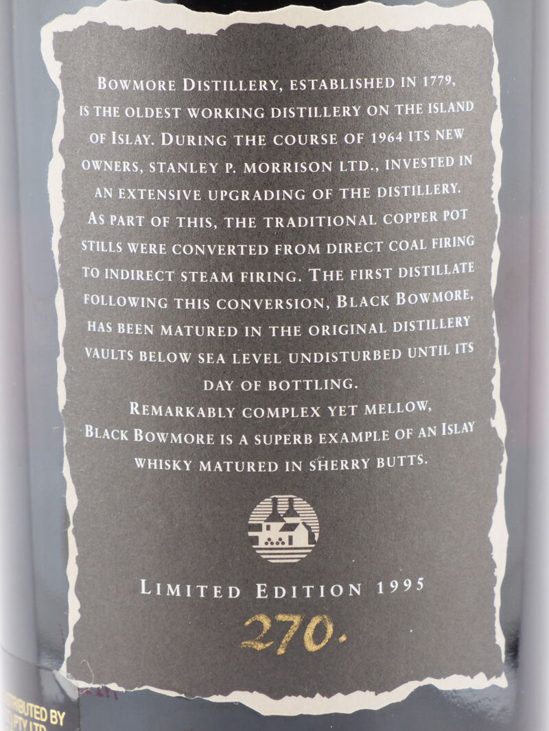 BOWMORE 1964 Black Bowmore Final Edition Single Malt Whisky 49% ABV DS 1964