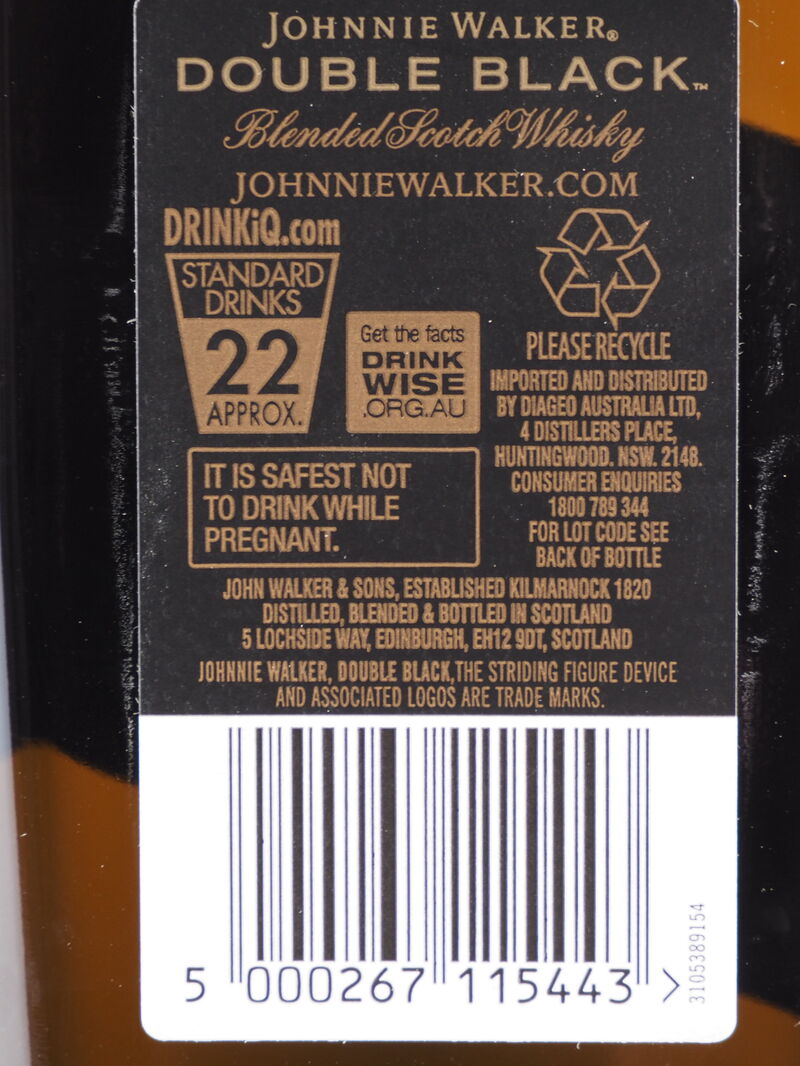 JOHNNIE WALKER Double Black Scotch Whisky 40% ABV NV